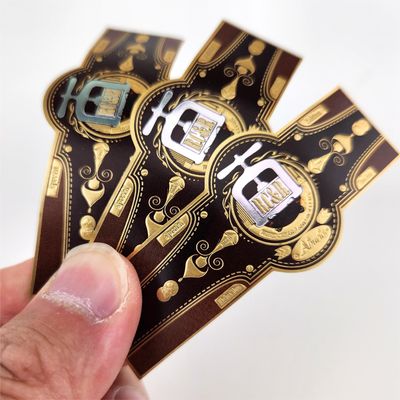 Logo được cá nhân hóa in bằng vàng đóng dấu nóng dán dán tự dán nhãn Cigar Ring Bands Labels