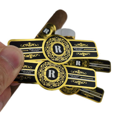 Pantone 3D Cigar Label Printing Spot UV Gold Foil Art Paper Embossed Custom Foil Stickers