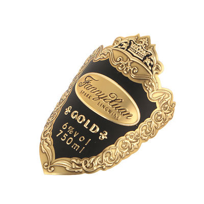 Custom Standard Size Self Adhesive Printing Vodka Wine Bottle Gold Foil Bottle Metal Labels Sticker Các sản phẩm được sản xuất từ các nước khác