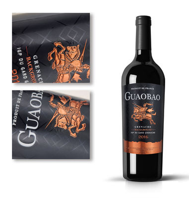 Luxury Matte Hot Stamping Foil Golden Embossed Label Waterproof Wine Bottle Sticker 3D Wine Metal Labels in ấn