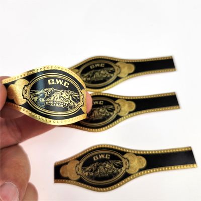 Giá tốt. Đen vàng tùy chỉnh Cigar Band in nhãn dán dán vàng đúc dán nhãn trực tuyến