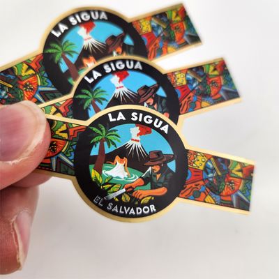 Giá tốt. Nhãn dán xì gà có logo tùy chỉnh, dán keo, chống thấm nước, bao bì, ép kim, vành xì gà, nhãn in trực tuyến